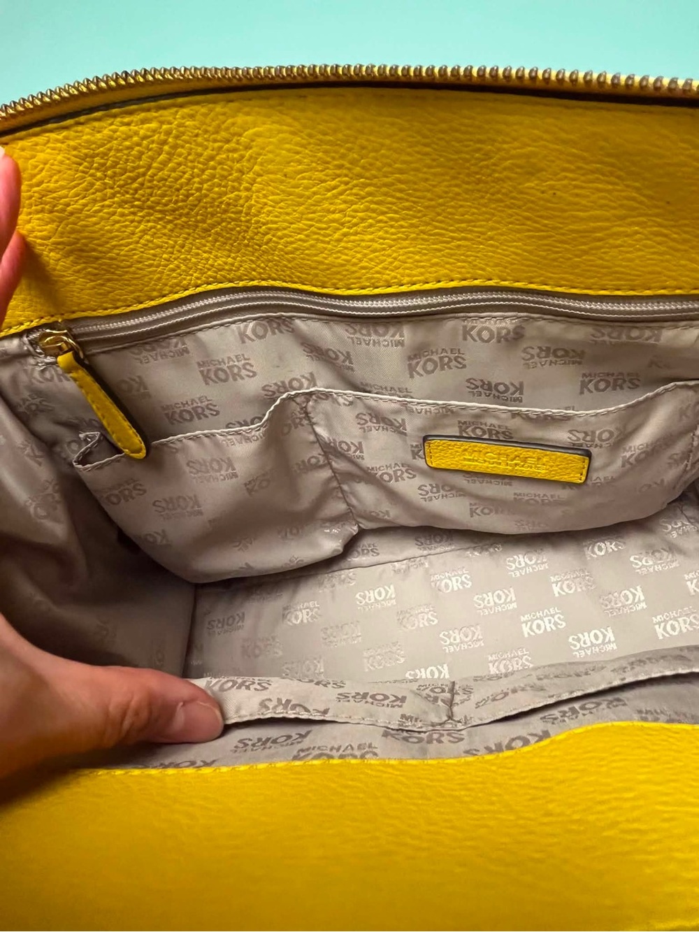 Michael Kors Yellow Pebbled Leather Convertible Satchel Crossbody Handbag Bag - Picture 5 of 11